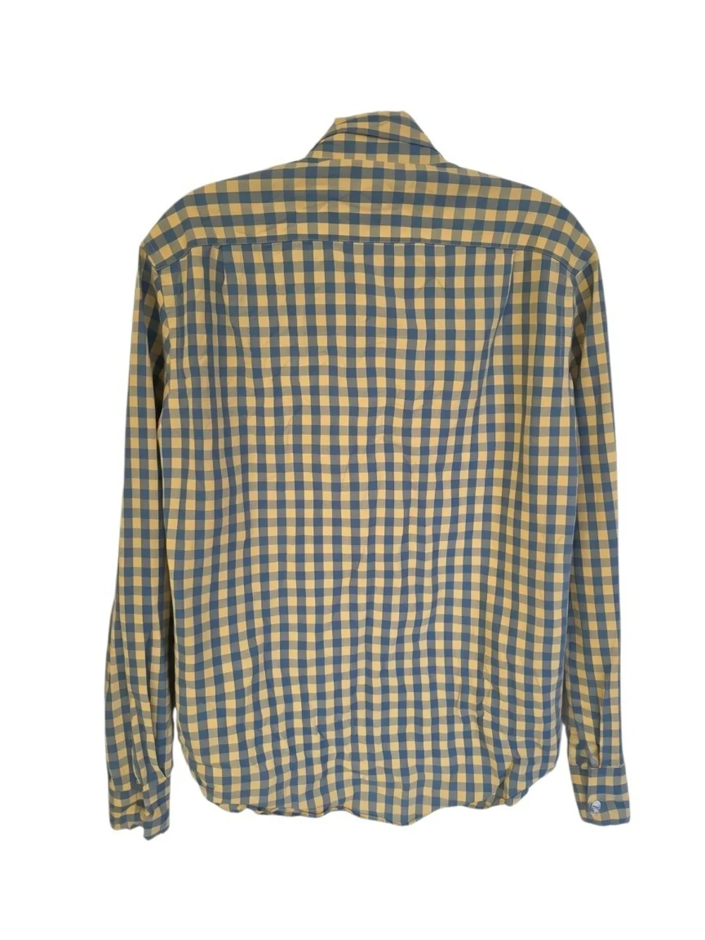 J. Crew Men’s Yellow and Blue Gingham Button-Down Shirt